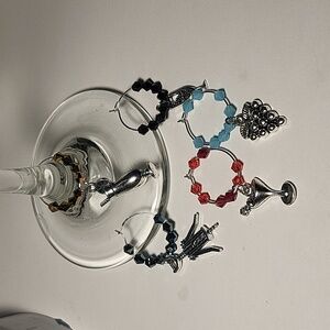 Hand Crafted 5 Beautiful Martini Drinks Crystal Wine Charms